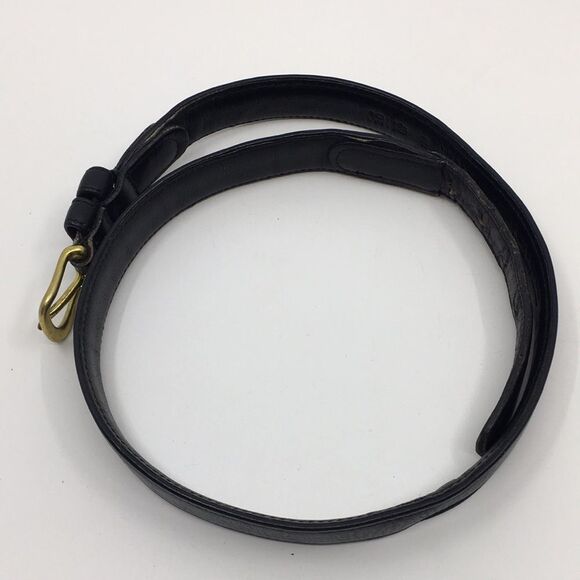 Vintage COACH Black Leather Belt with Brass Buckle made in NYC plant. main image 14